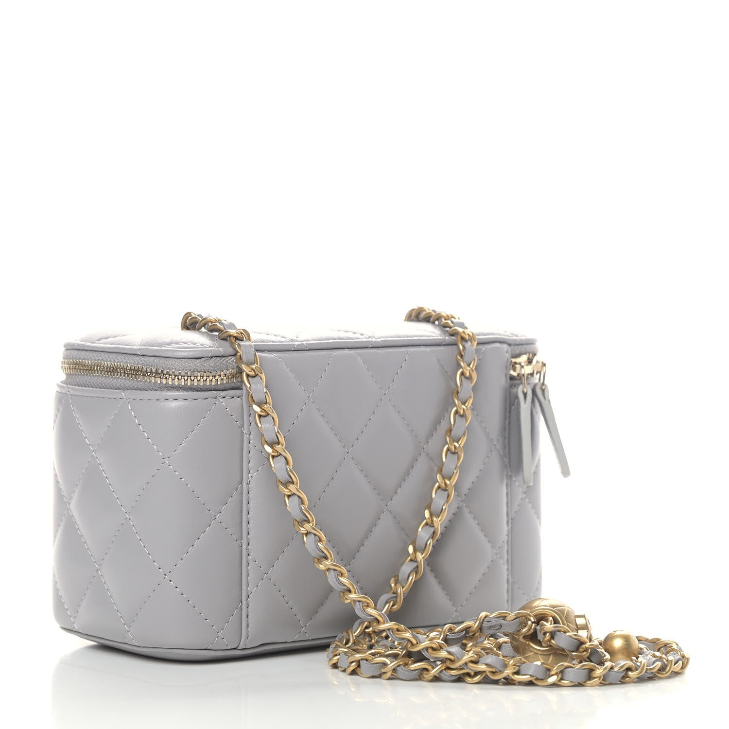 Chanel Lambskin Quilted Small Pearl Crush Vanity Case With Chain Grey 2 of 4