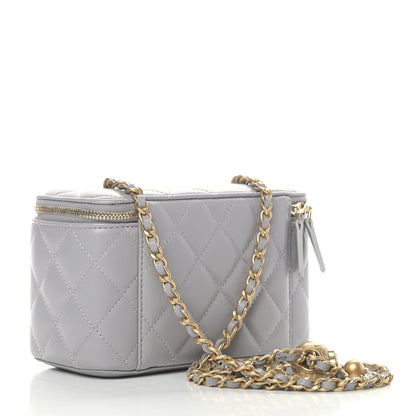 Chanel Lambskin Quilted Small Pearl Crush Vanity Case With Chain Grey 2 of 4
