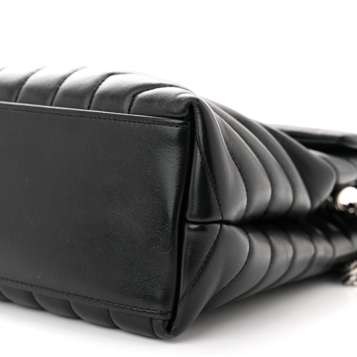 Calfskin Y Quilted Monogram Medium Loulou Chain Satchel Black
