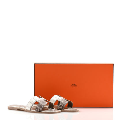 Hermes Matte Niloticus Crocodile Himalaya Oran Sandals 36 Blanc 9 of 9