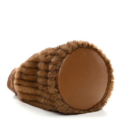 Saint Laurent Faux Fur Lambskin Bucket Bag Brown Chocolate 4 of 10