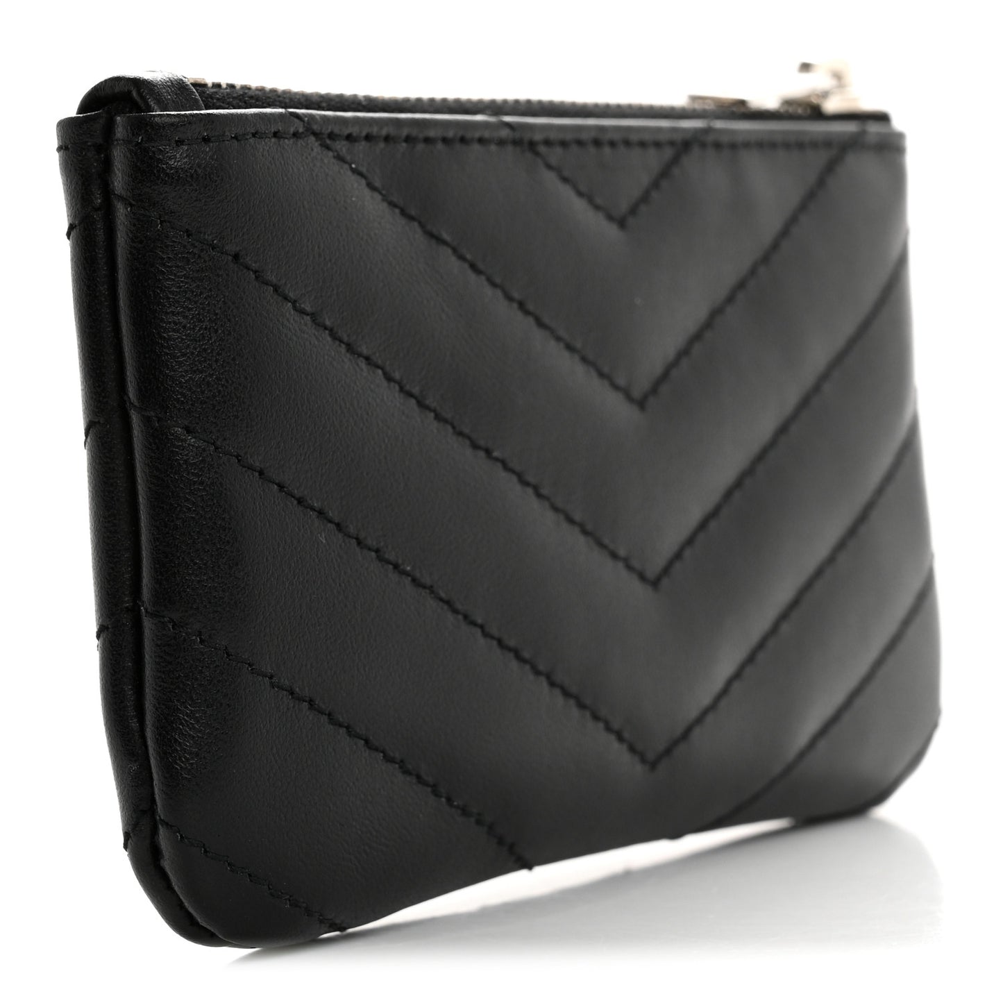 Calfskin Matelasse Monogram Key Pouch Black