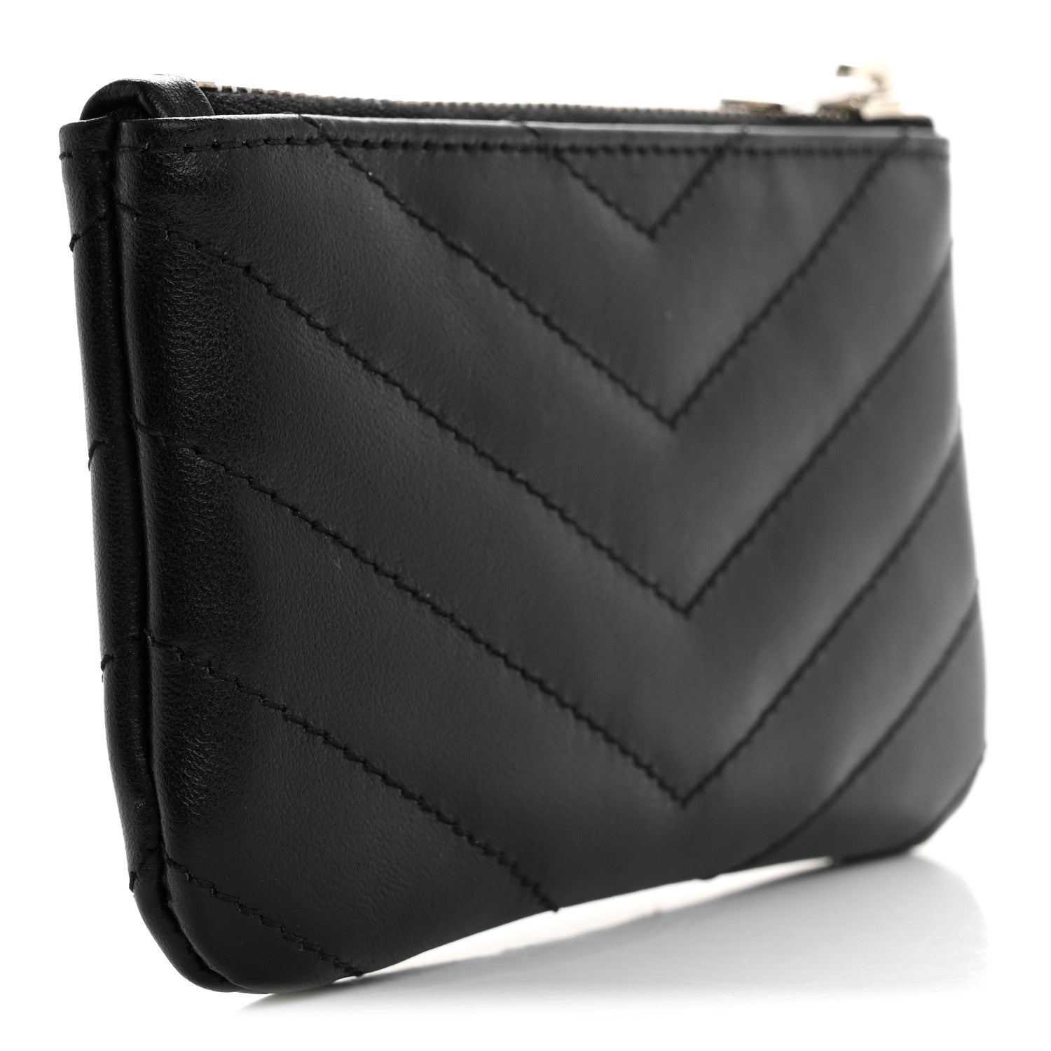 Saint Laurent Calfskin Matelasse Monogram Key Pouch Black 3 of 8