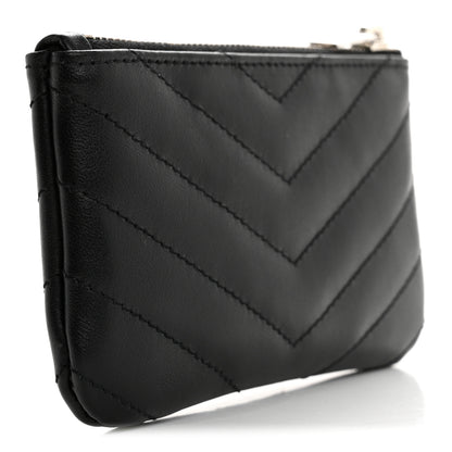 Saint Laurent Calfskin Matelasse Monogram Key Pouch Black 3 of 8