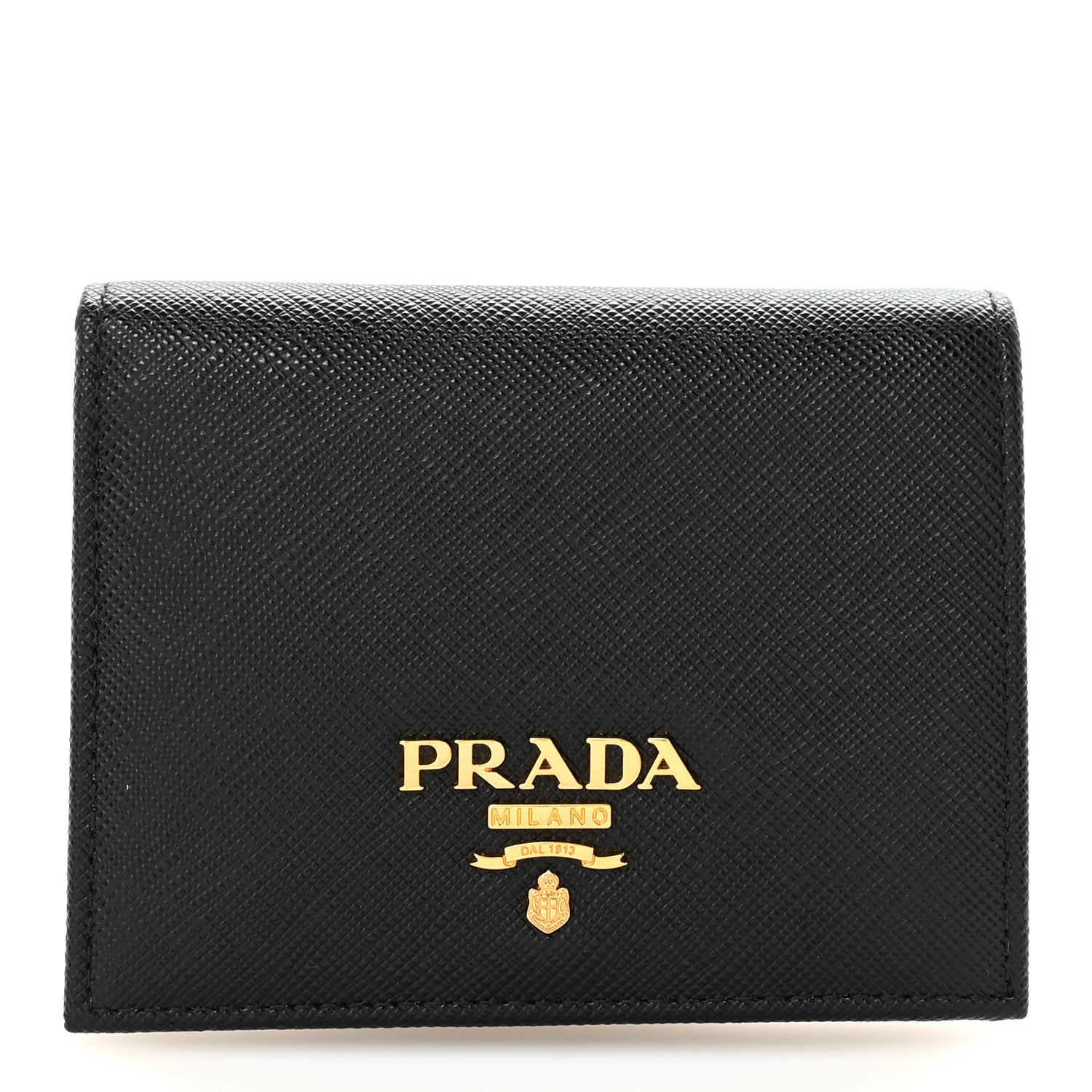 Prada Saffiano Metal Bi-Fold Wallet  Black 1 of 7
