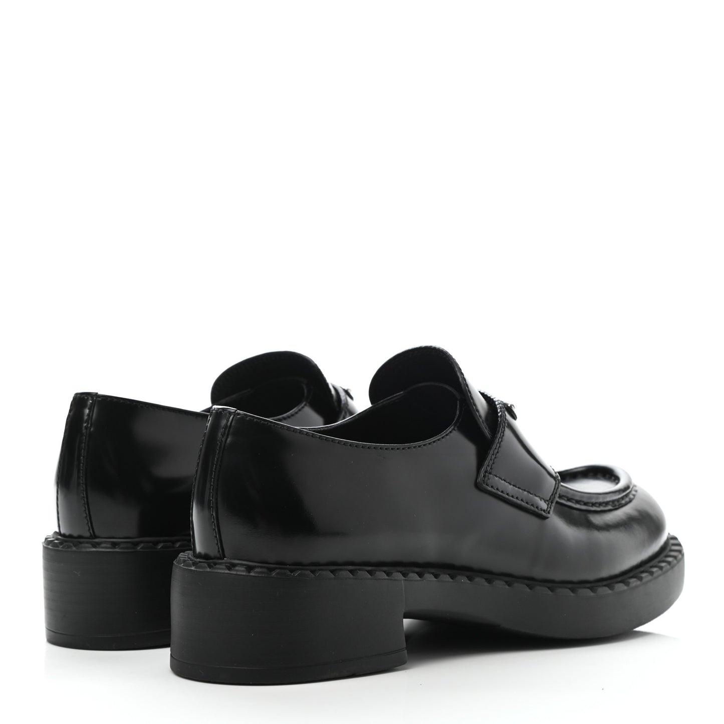 Spazzolato Metal Triangle Logo 50mm Loafers 36 Black