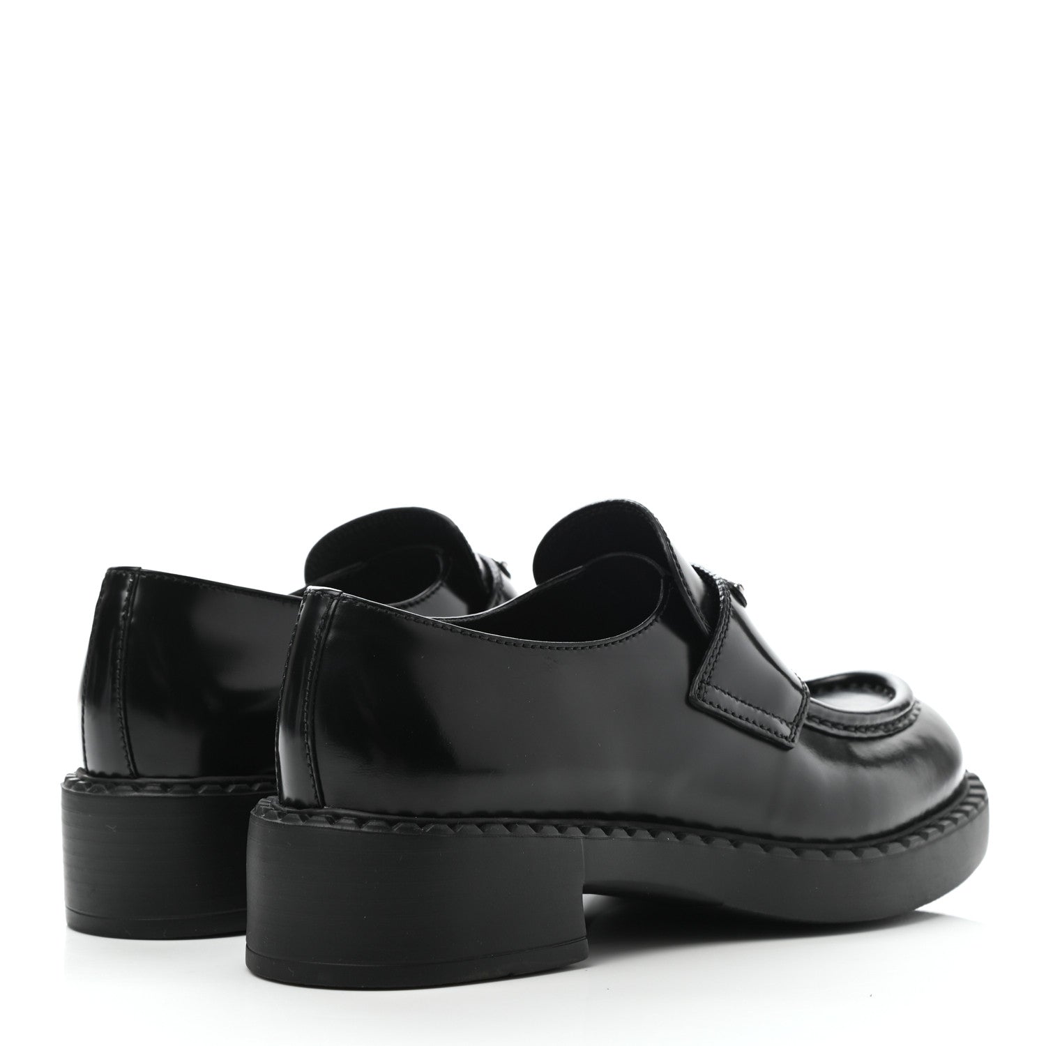 Prada Spazzolato Metal Triangle Logo 50mm Loafers 36 Black 4 of 9