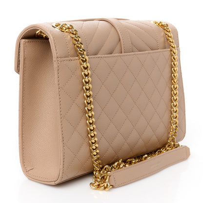 Saint Laurent Grain De Poudre Textured Mixed Matelasse Triquilt Medium Monogram Satchel New Nude 3 of 11