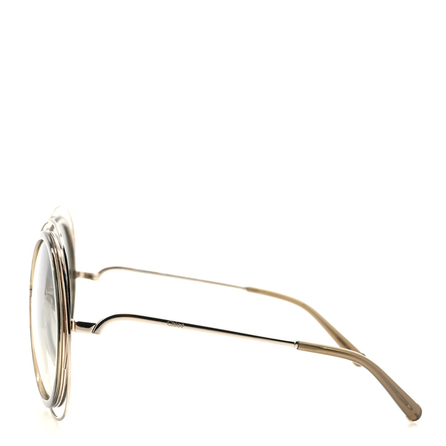Chloe Oversized Round Carlina Sunglasses CE120S Gold Khaki 3 of 7