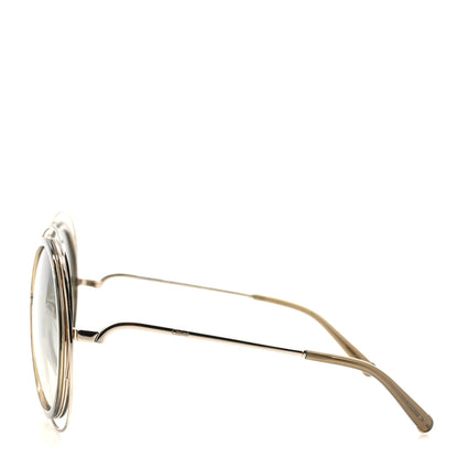 Chloe Oversized Round Carlina Sunglasses CE120S Gold Khaki 3 of 7