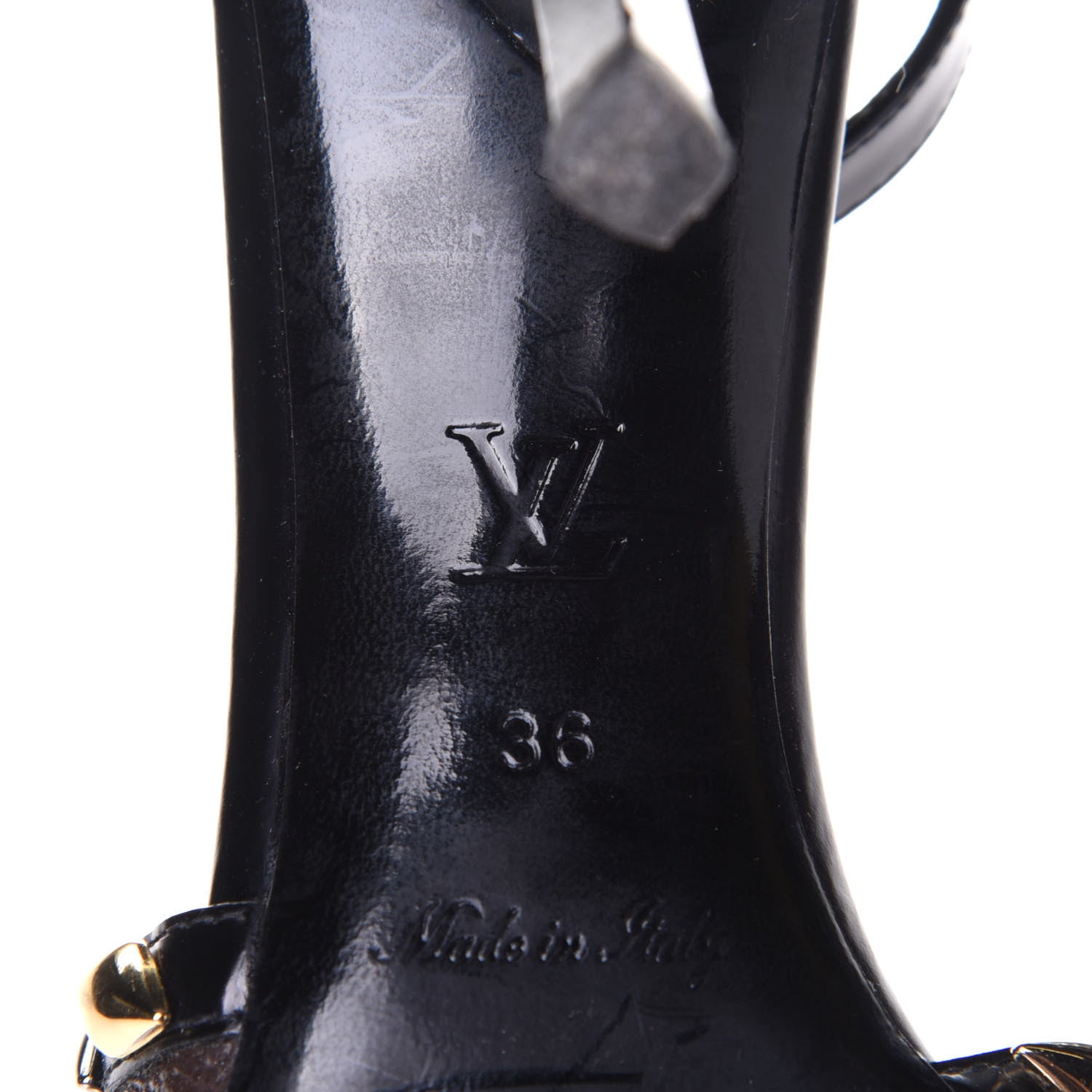 Louis Vuitton Calfskin Monogram Eldorado Heeled Sandals 36 Black 8 of 11