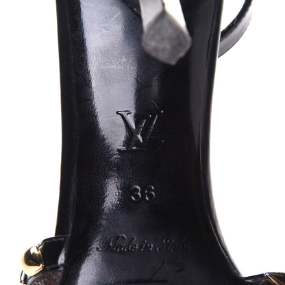 Louis Vuitton Calfskin Monogram Eldorado Heeled Sandals 36 Black 8 of 11