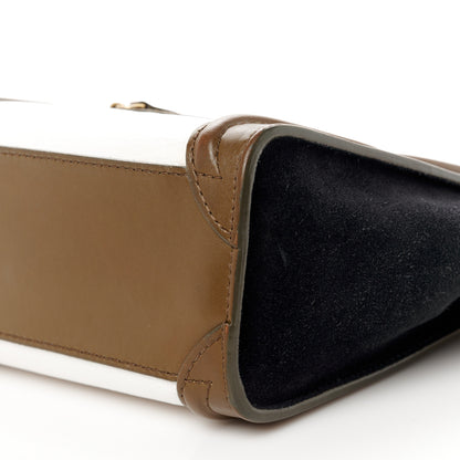 Celine Textured Calfskin Suede Nano Tri-Color Luggage Cream 10 of 11