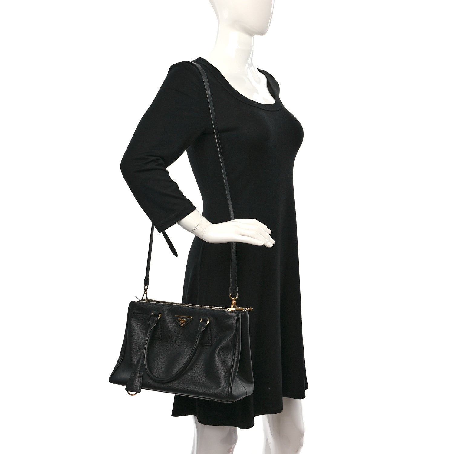 Prada Saffiano Medium Galleria Double Zip Tote Black 2 of 12