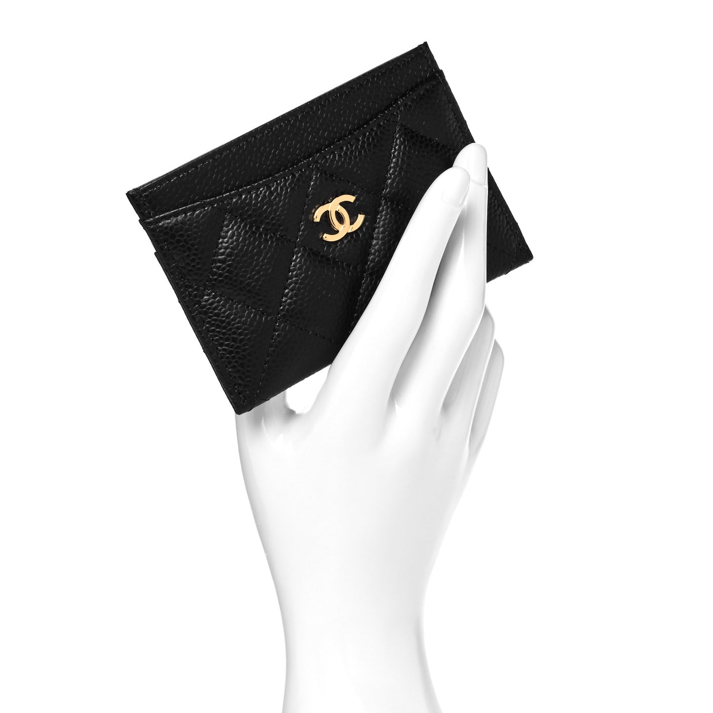 Caviar Quilted Card Holder Black