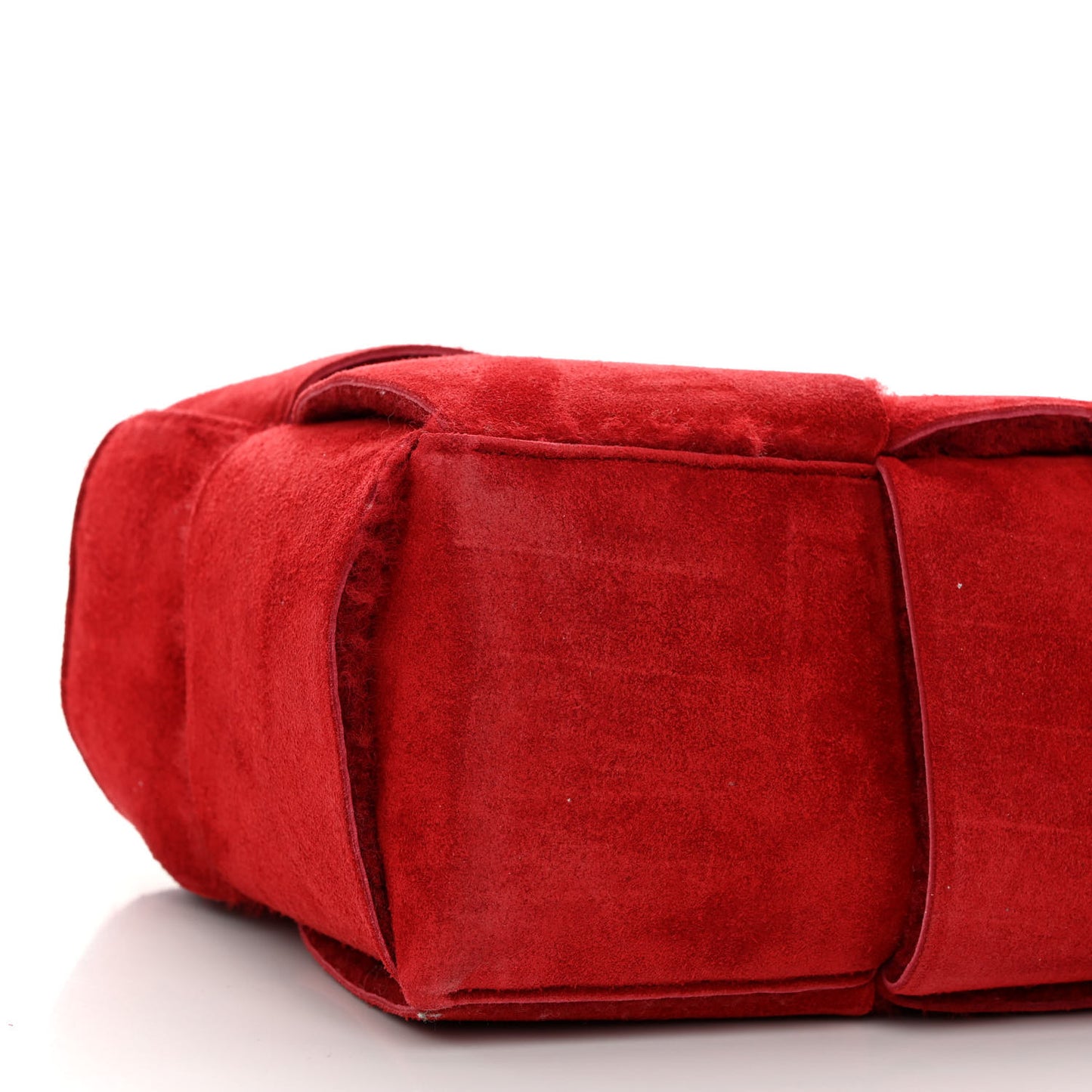 Suede Shearling Maxi Intrecciato Small Arco Tote Red