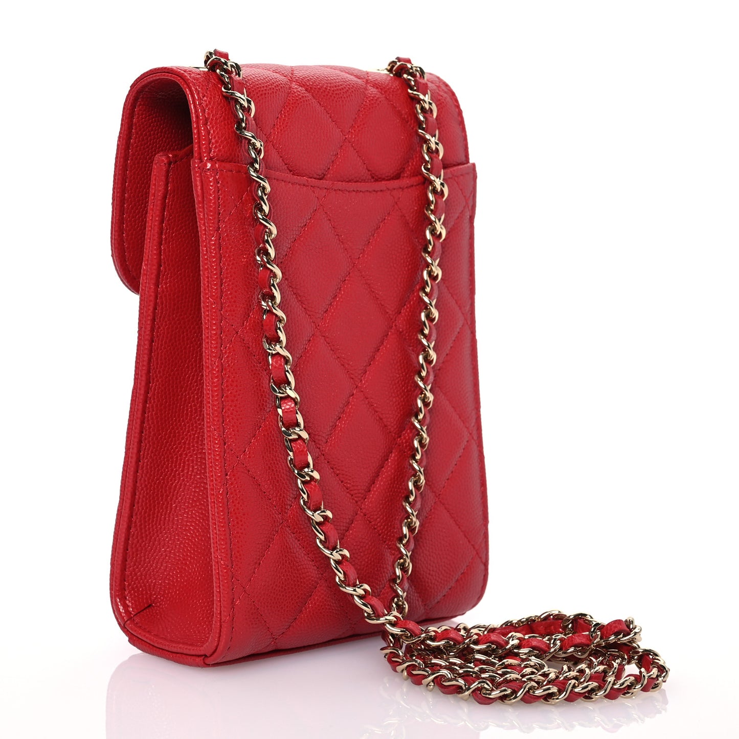 Caviar Quilted Classic Phone Holder Red