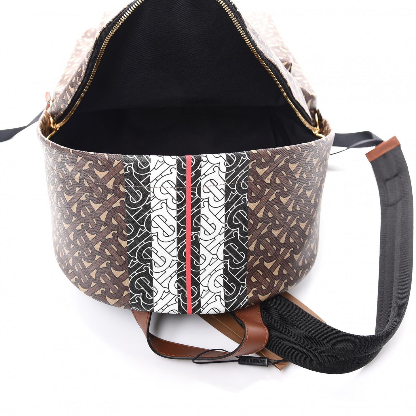 E-Canvas Monogram Stripe Backpack Bridle Brown