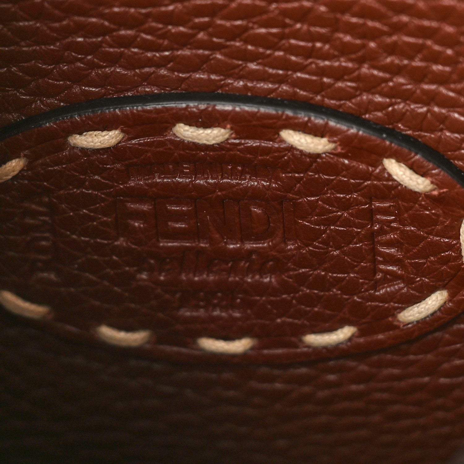 Fendi Vitello Granato Camoscio Selleria Macro Stitchings Small Peekaboo I SEE U Satchel Praline 6 of 8