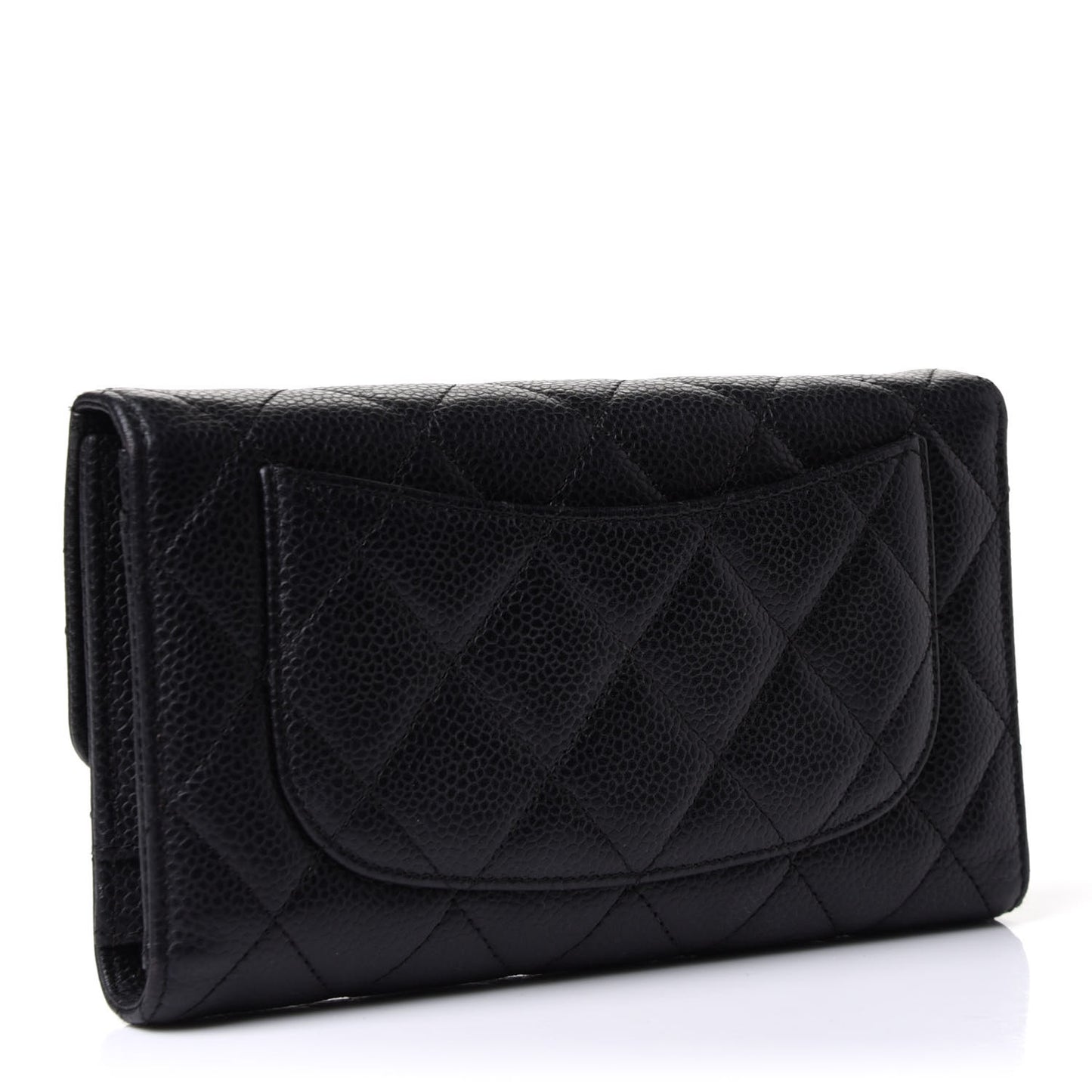 Caviar Quilted Large Flap Wallet Black