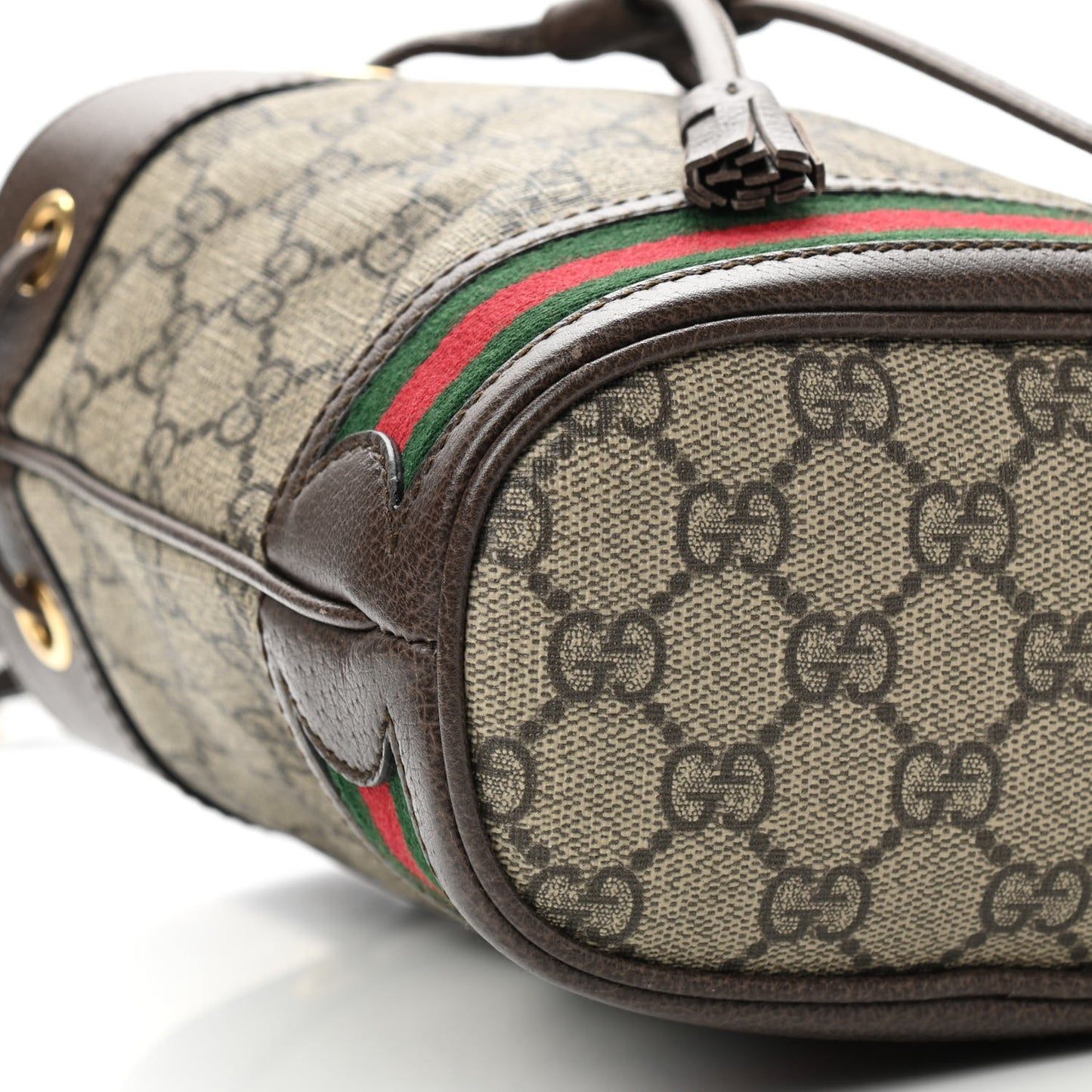 GG Supreme Monogram Web Mini Ophidia Bucket Bag Brown