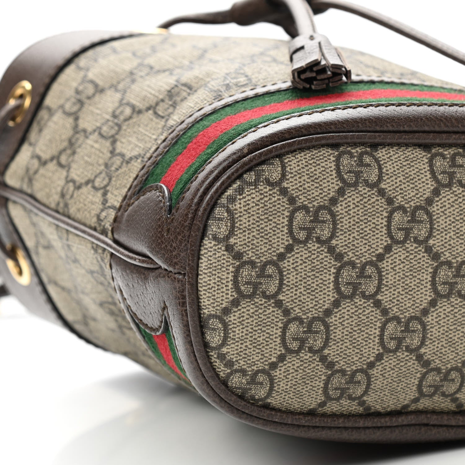 Gucci GG Supreme Monogram Web Mini Ophidia Bucket Bag Brown 9 of 11