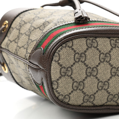 Gucci GG Supreme Monogram Web Mini Ophidia Bucket Bag Brown 9 of 11