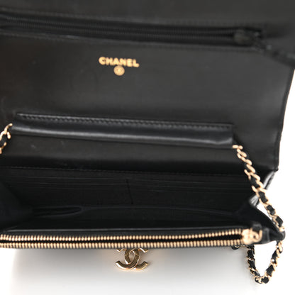 Chanel Lambskin Quilted Golden Class Wallet On Chain WOC Black 5 of 11