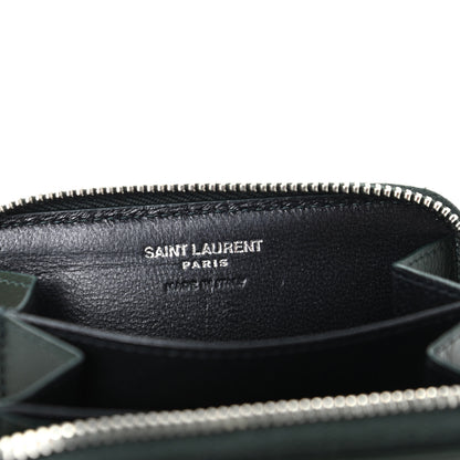 Saint Laurent Lambskin Y Quilted Monogram LouLou Zip Coin Purse New Vert Fonce 6 of 7