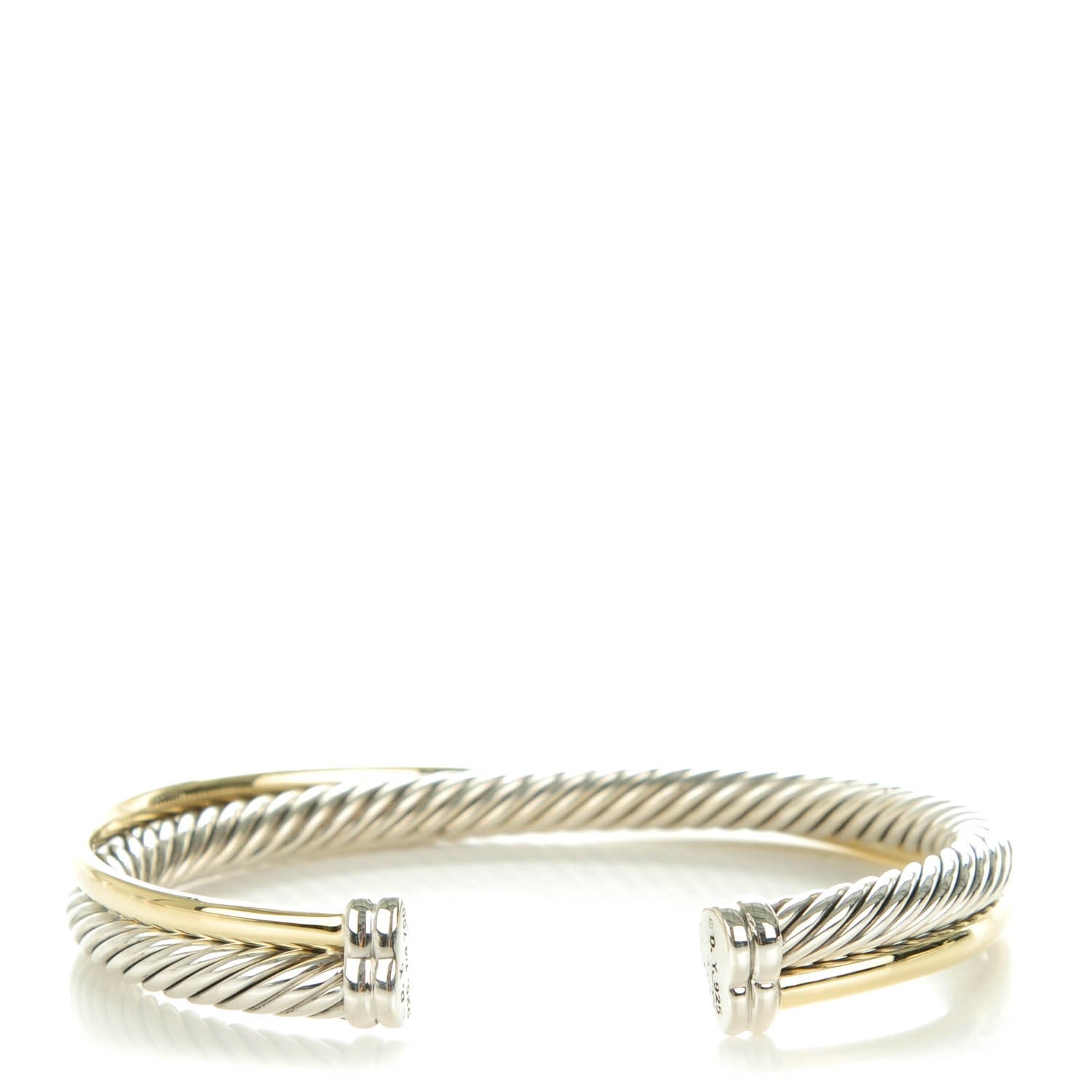 David Yurman Sterling Silver 18K Yellow Plated Gold 5mm Crossover Cuff 1 of 5