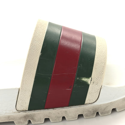 Gucci Rubber Web Mens Lug Sole Slide Sandals Great 5 White Green Red 10 of 10