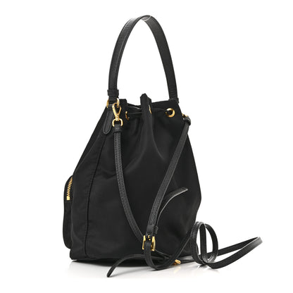 Prada Saffiano Tessuto Nylon Mini Bucket Crossbody Bag Black 3 of 12