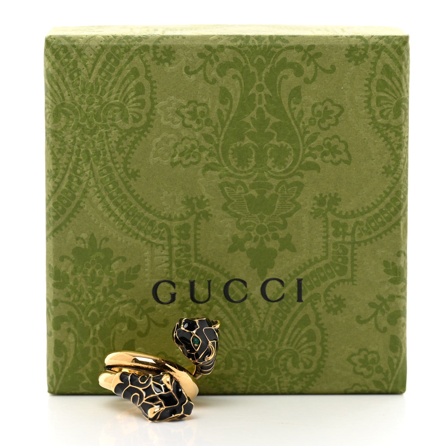 Gucci Tiger Heads Double Wrap Ring 57 8 Aged Gold Black 7 of 7