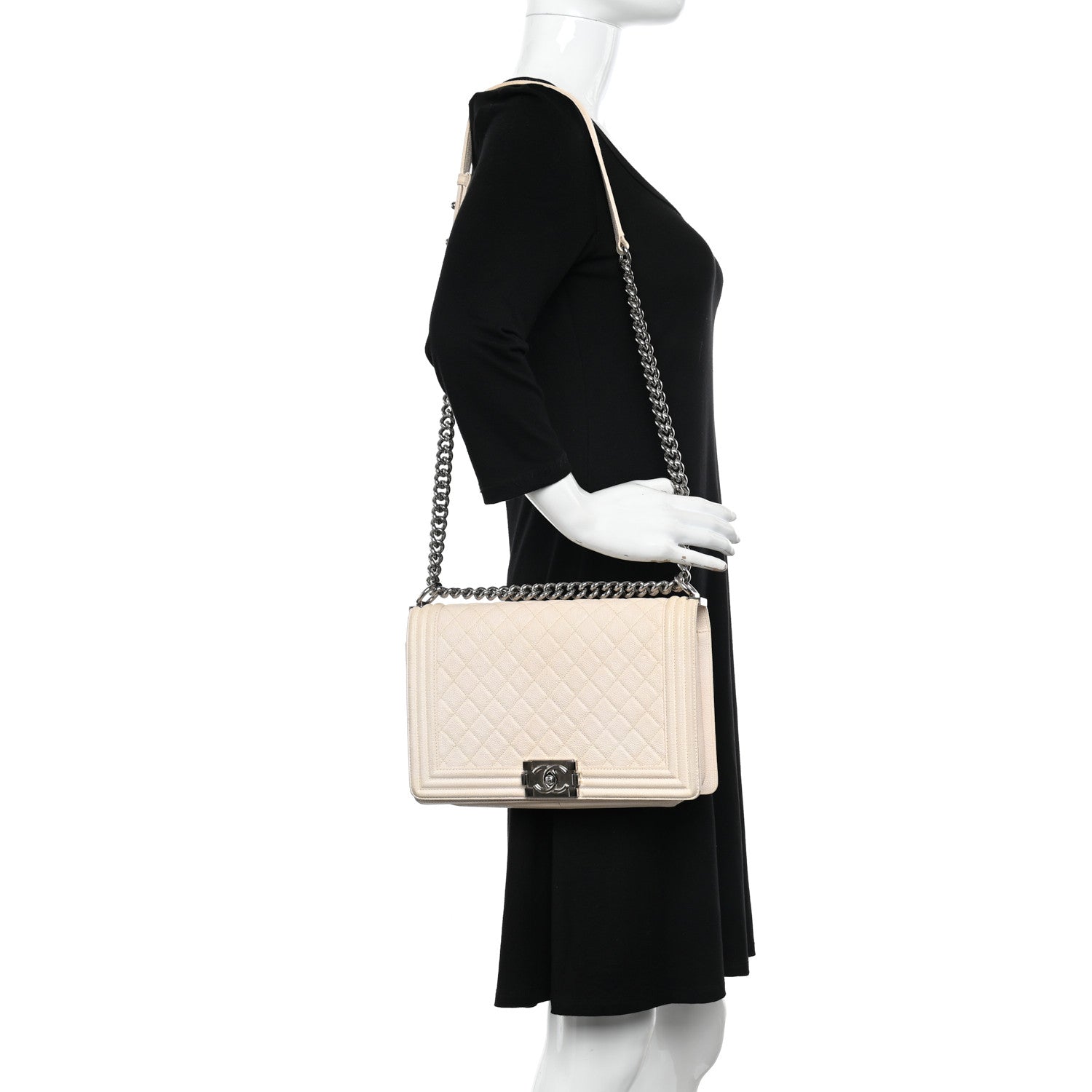Chanel Caviar Quilted New Medium Boy Flap White 2 of 11