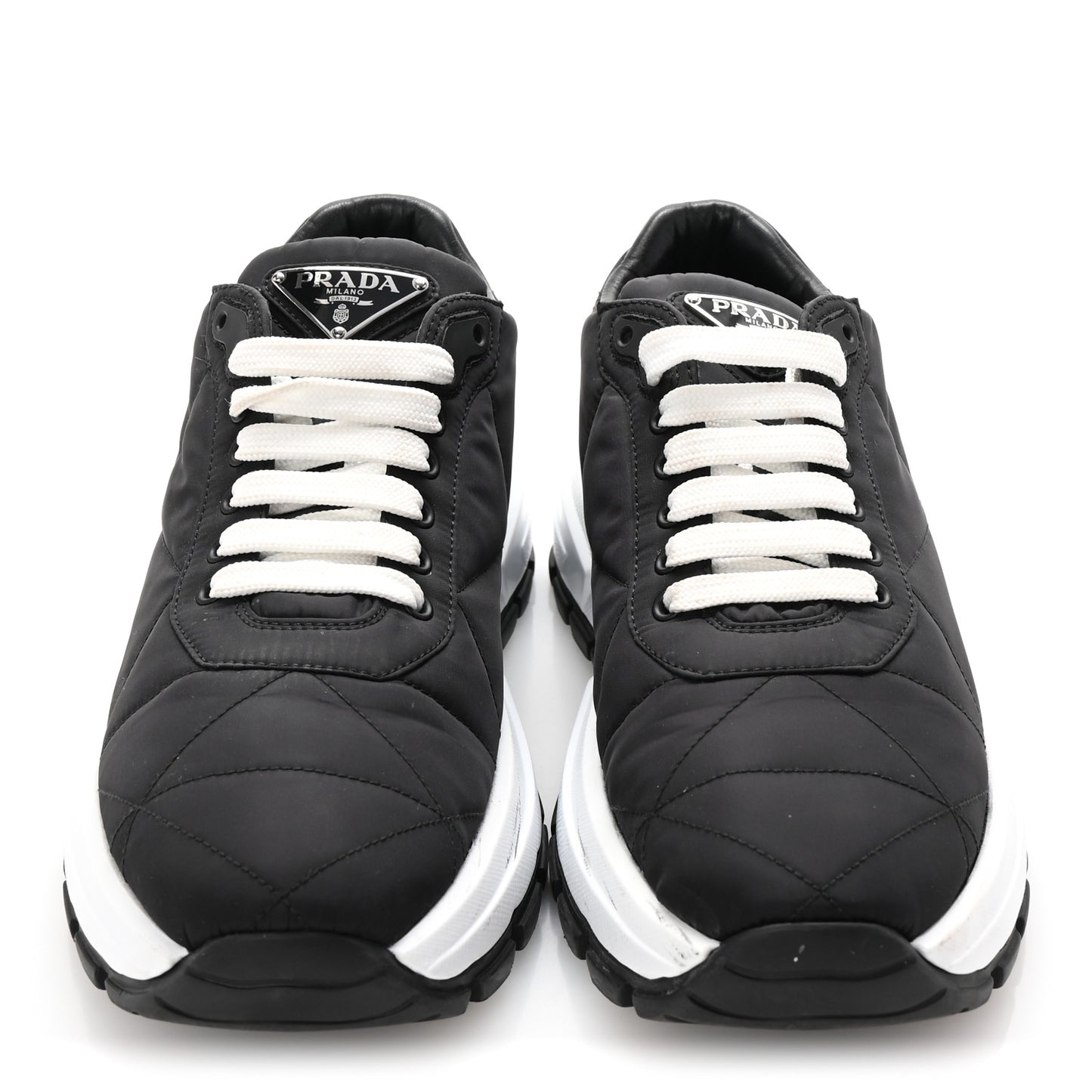 Re-Nylon Piuma Metal Triangle Logo Quilted 45mm Sneakers 40 Black