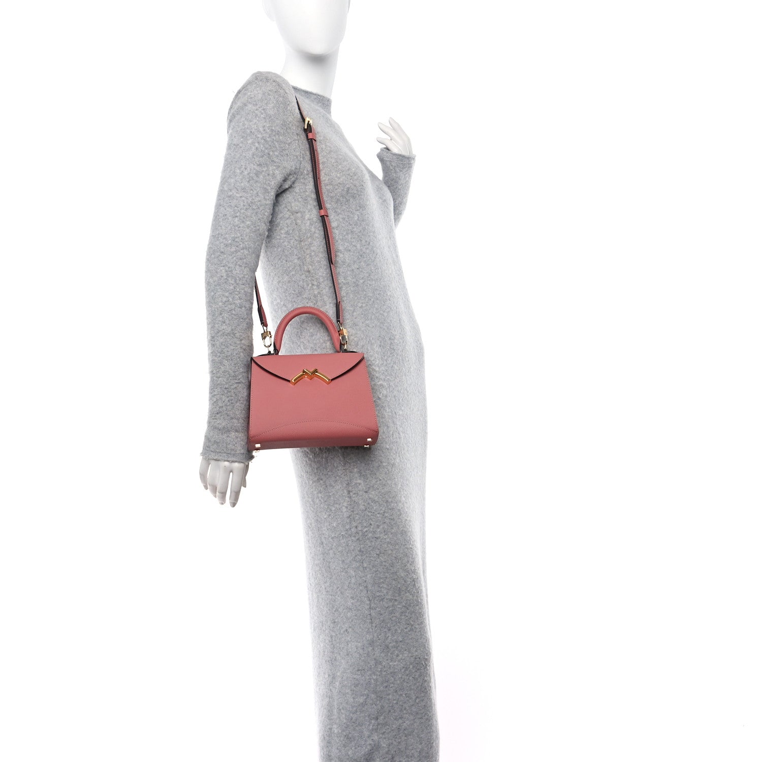 Moynat Carat Calfskin Gabrielle BB Wood Rose 2 of 9