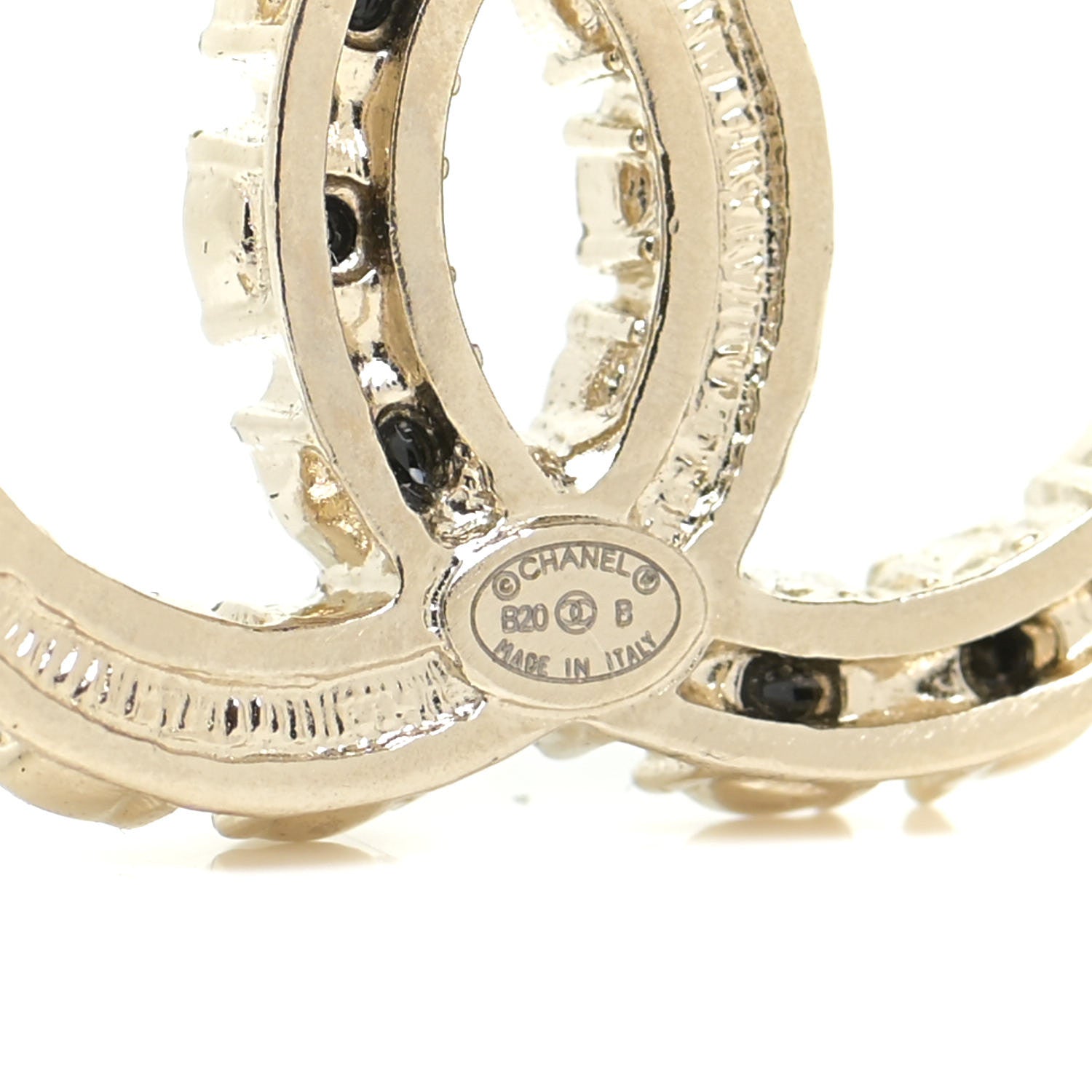 Chanel Crystal Pearl CC Dazzling Domino Earrings Gold Black 4 of 6