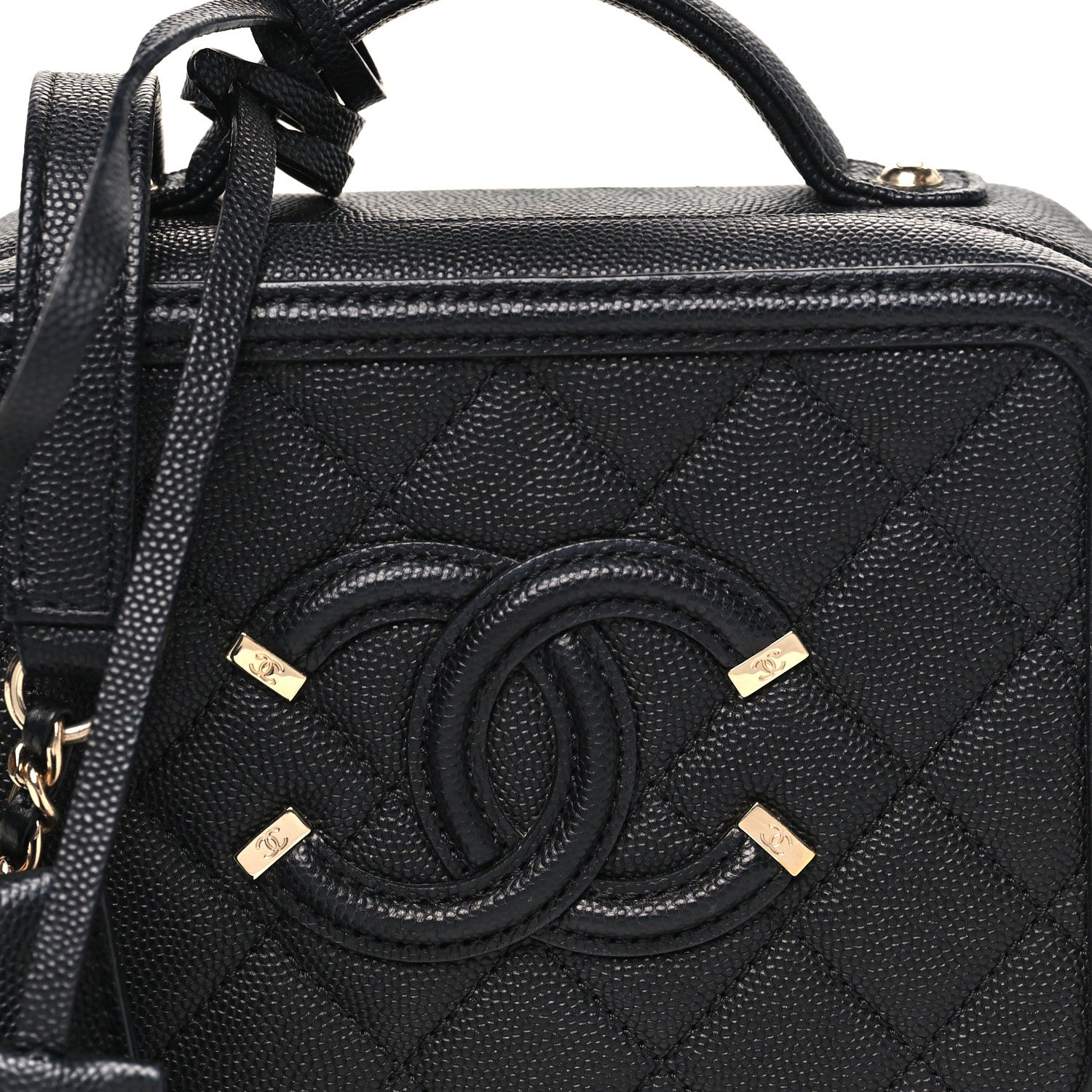 Chanel Caviar Quilted Small CC Filigree Vanity Case Black 8 of 10