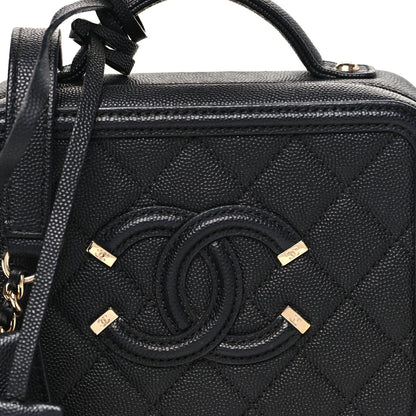 Chanel Caviar Quilted Small CC Filigree Vanity Case Black 8 of 10