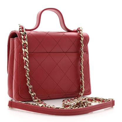 Chanel Calfskin Quilted Small Double Pocket Top Handle Flap Red 3 of 12