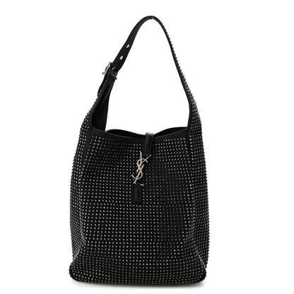 Saint Laurent Cotton Studded Le 5 A 7 Soft Hobo Black 1 of 12