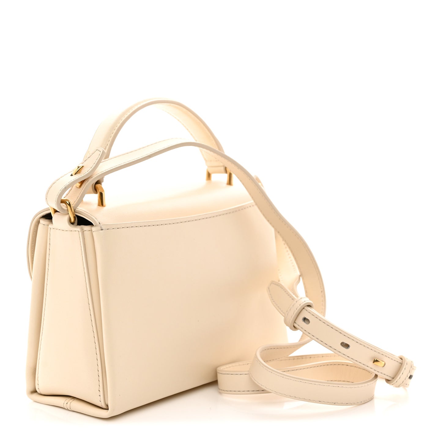 High Gloss Calfskin Lana Small Top Handle Eggshell