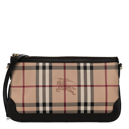 Burberry Haymarket Check Small Peyton Crossbody Clutch Bag Chocolate 1 of 11
