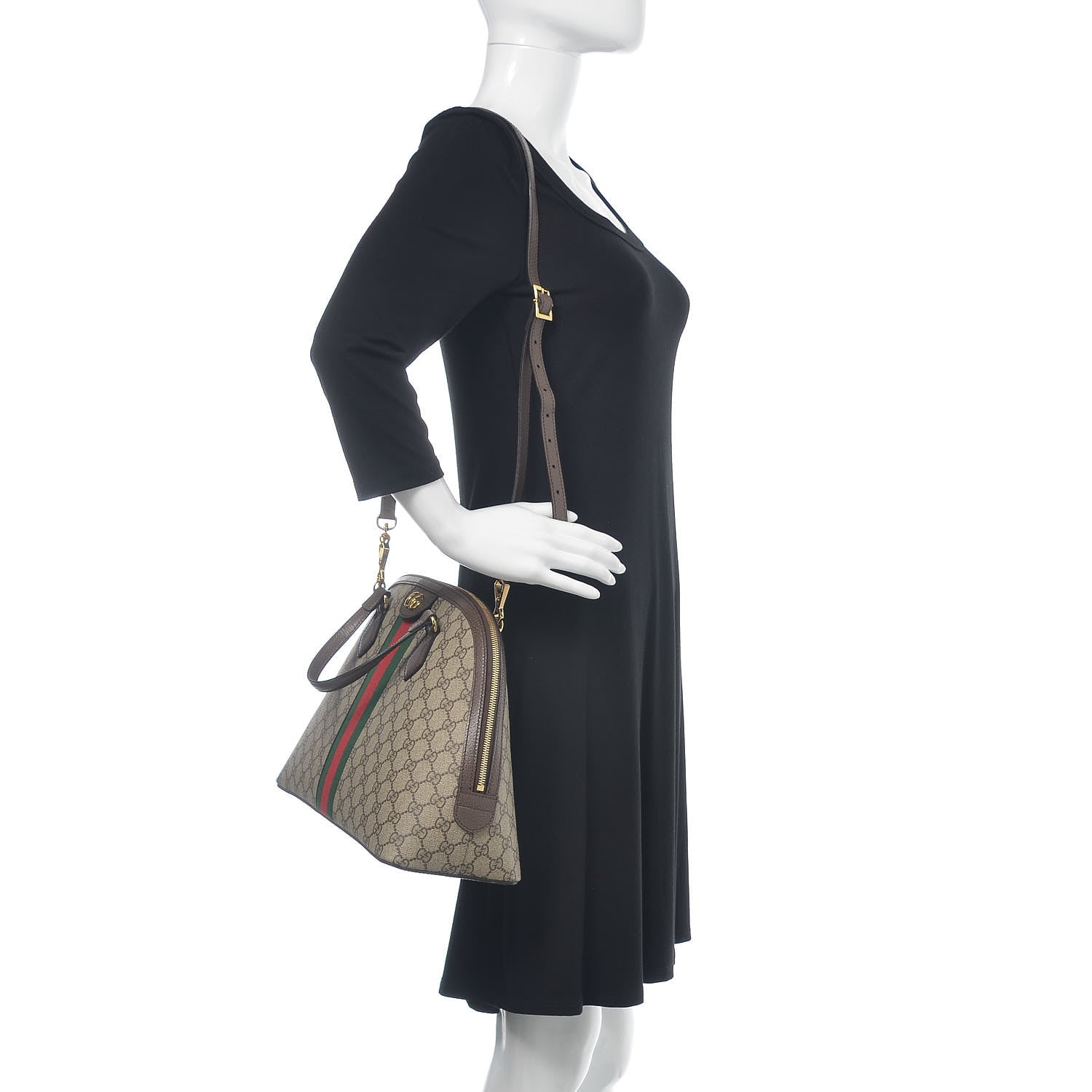 Gucci GG Supreme Monogram Web Medium Ophidia Top Handle Dome Bag Brown 2 of 11