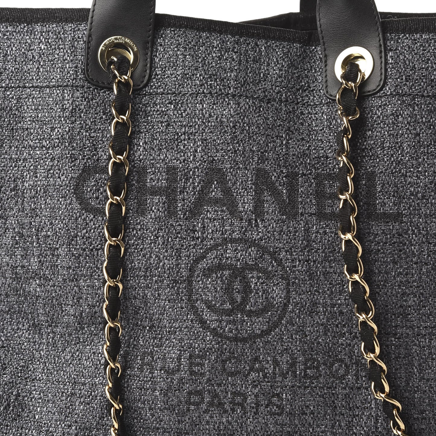Woven Straw Raffia Large Deauville Tote Grey
