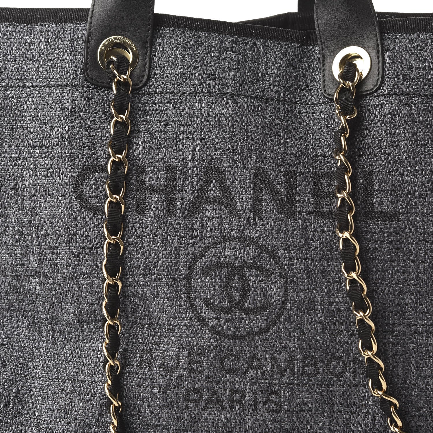 Chanel Woven Straw Raffia Large Deauville Tote Grey 11 of 11