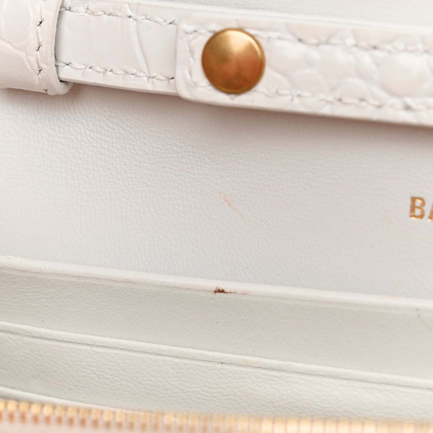 Balenciaga Shiny Calfskin Crocodile Embossed Hourglass Chain Bag White 10 of 15