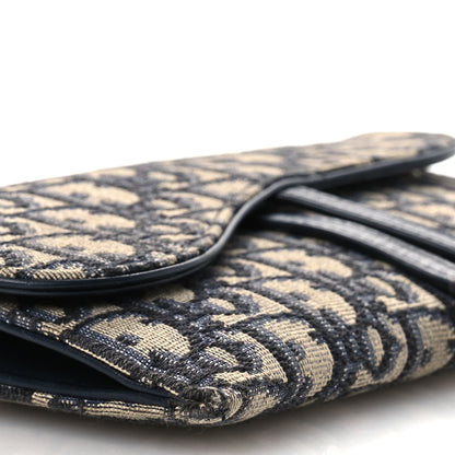 Christian Dior Oblique Saddle Chain Long Wallet Blue 10 of 15