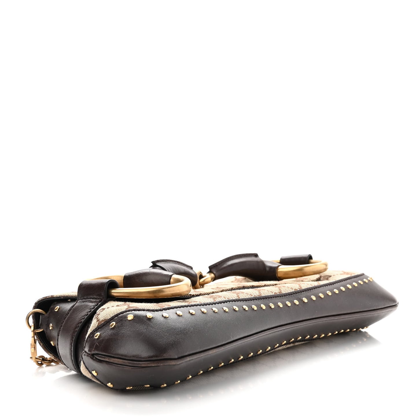 Monogram Studded Horsebit Clutch Dark Brown
