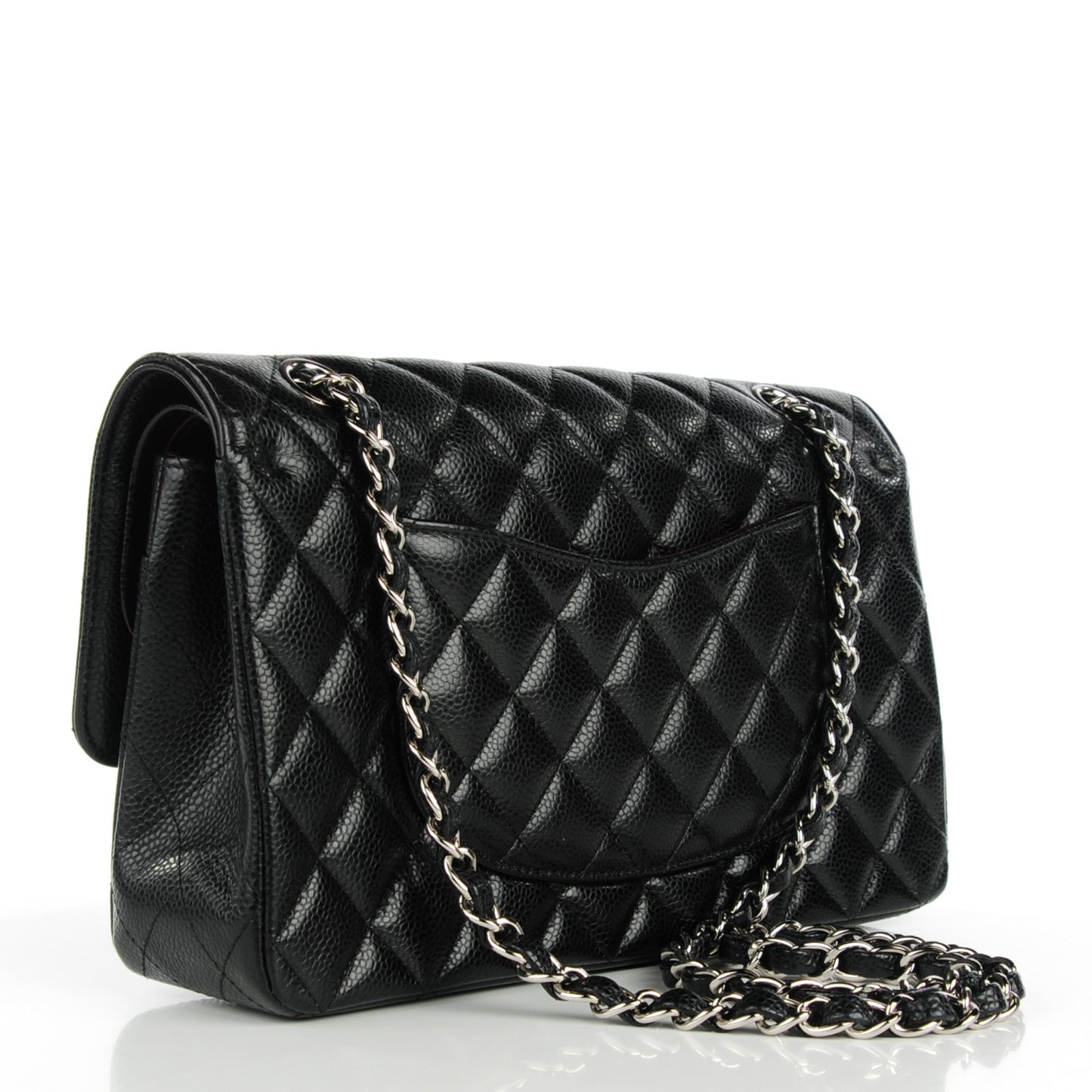Caviar Quilted Medium Double Flap Black